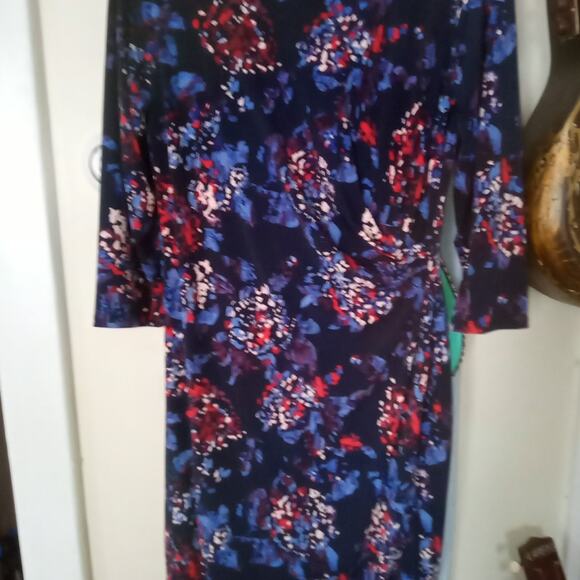 Jessica Simpson casual Dress Size medium Blue Purple Floral Cinched - Picture 1 of 3